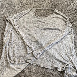 Free People Grey/Black Long Sleeve Scoop Back